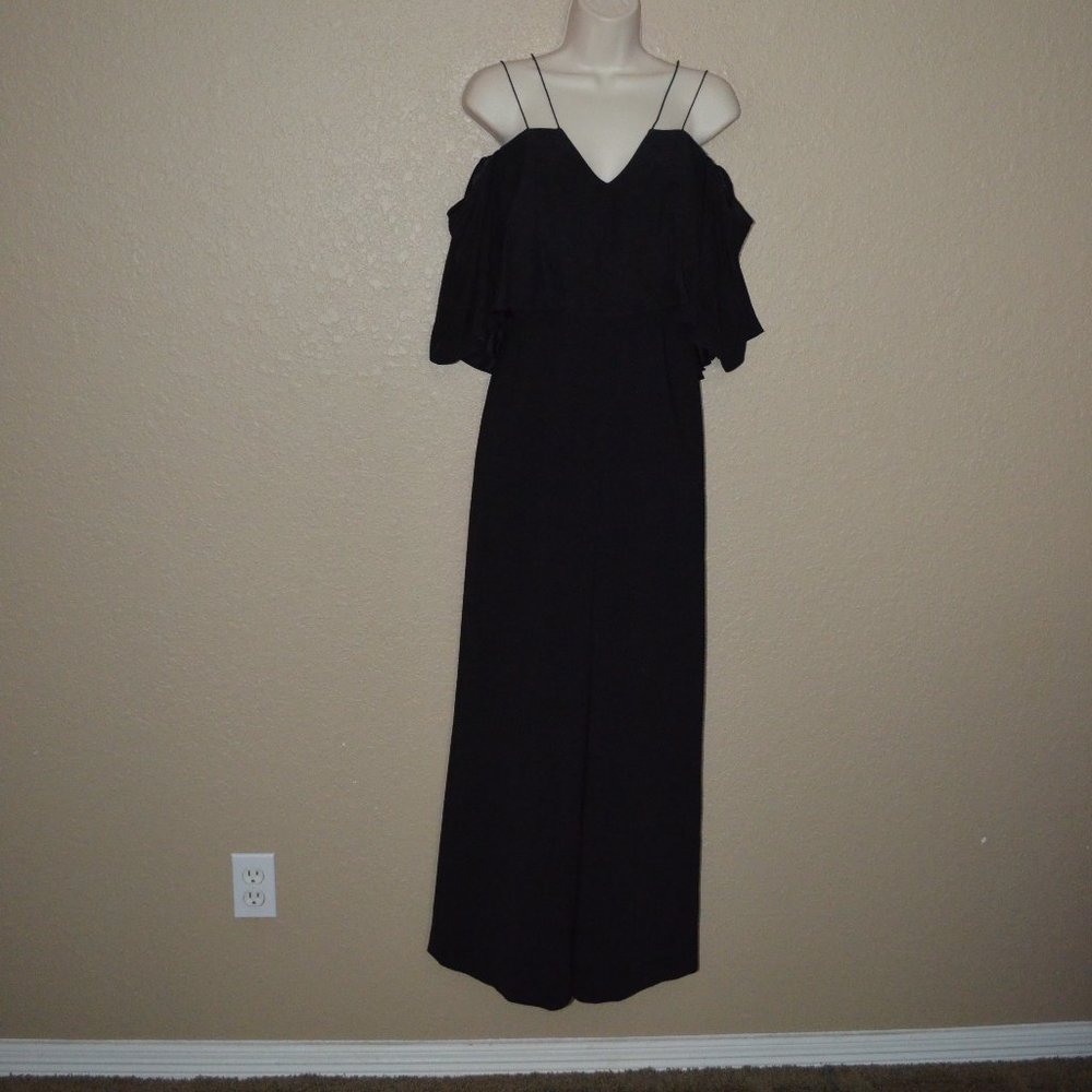 2 Jay Godfrey JAYGODFREY Black Spaghetti Strap Off Shoulder Sleeve Jumpsuit